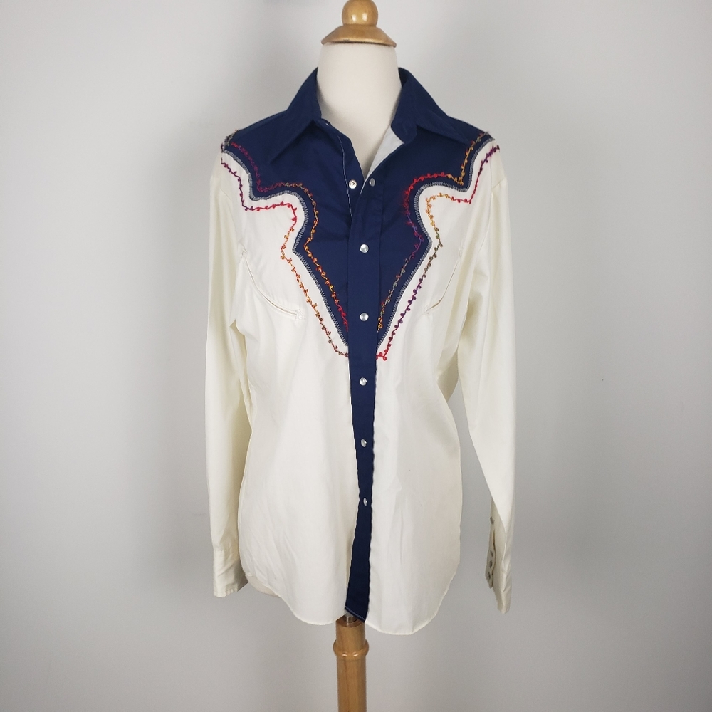 Vintage Rocking K Ranchwear Pearl Snap Western Shirt M